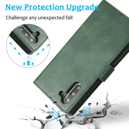 For Samsung Galaxy Note10 Calf Texture 2 in 1 Detachable Magnetic Back Cover Horizontal Flip Leather Case with Holder & Card Slots & Wallet & Photo Frame(Green)-garmade.com