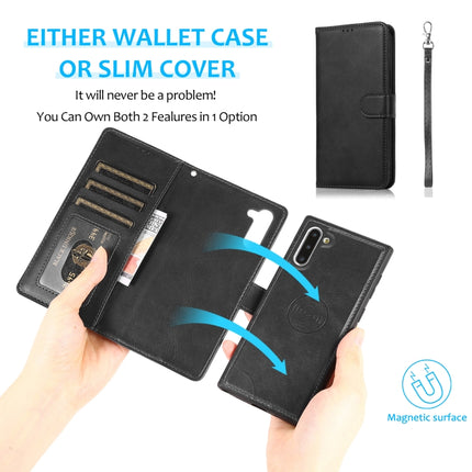 For Samsung Galaxy Note10 Calf Texture 2 in 1 Detachable Magnetic Back Cover Horizontal Flip Leather Case with Holder & Card Slots & Wallet & Photo Frame(Black)-garmade.com