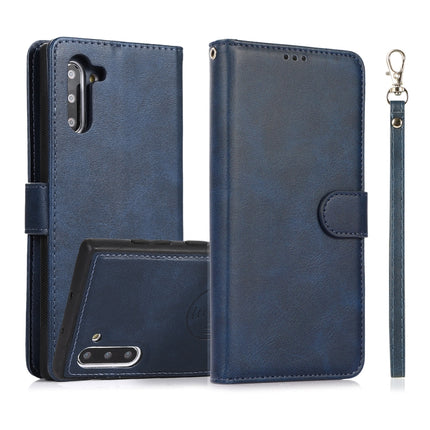 For Samsung Galaxy Note10 Calf Texture 2 in 1 Detachable Magnetic Back Cover Horizontal Flip Leather Case with Holder & Card Slots & Wallet & Photo Frame(Blue)-garmade.com
