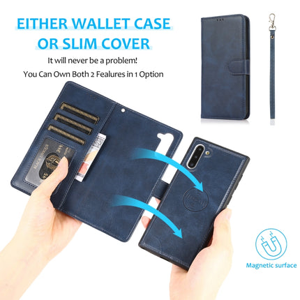 For Samsung Galaxy Note10 Calf Texture 2 in 1 Detachable Magnetic Back Cover Horizontal Flip Leather Case with Holder & Card Slots & Wallet & Photo Frame(Blue)-garmade.com
