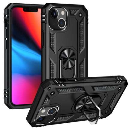 Shockproof TPU + PC Protective Case with 360 Degree Rotating Holder For iPhone 13 mini(Black)-garmade.com