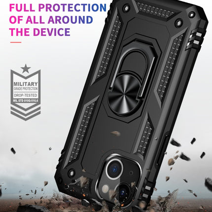 Shockproof TPU + PC Protective Case with 360 Degree Rotating Holder For iPhone 13 mini(Black)-garmade.com