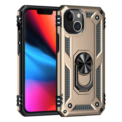 Shockproof TPU + PC Protective Case with 360 Degree Rotating Holder For iPhone 13 mini(Gold)-garmade.com