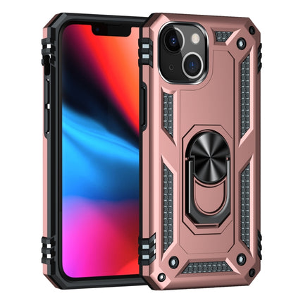 Shockproof TPU + PC Protective Case with 360 Degree Rotating Holder For iPhone 13 mini(Rose Gold)-garmade.com