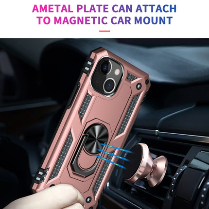 Shockproof TPU + PC Protective Case with 360 Degree Rotating Holder For iPhone 13 mini(Rose Gold)-garmade.com