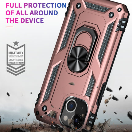 Shockproof TPU + PC Protective Case with 360 Degree Rotating Holder For iPhone 13 mini(Rose Gold)-garmade.com