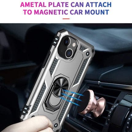 Shockproof TPU + PC Protective Case with 360 Degree Rotating Holder For iPhone 13 mini(Silver)-garmade.com