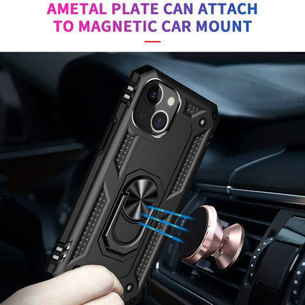 Shockproof TPU + PC Protective Case with 360 Degree Rotating Holder For iPhone 13(Black)-garmade.com