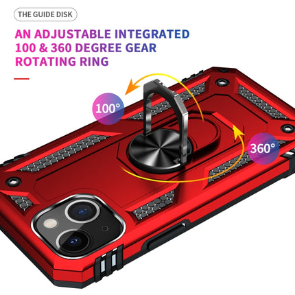 Shockproof TPU + PC Protective Case with 360 Degree Rotating Holder For iPhone 13(Red)-garmade.com