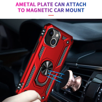 Shockproof TPU + PC Protective Case with 360 Degree Rotating Holder For iPhone 13(Red)-garmade.com