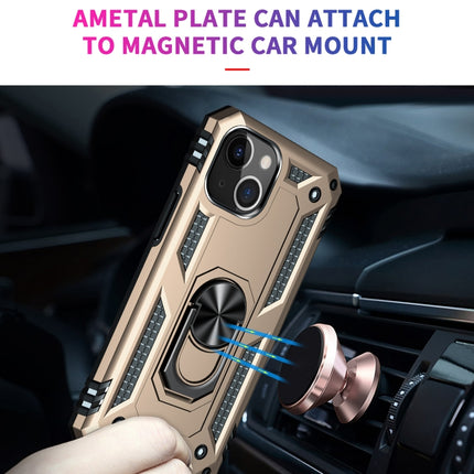 Shockproof TPU + PC Protective Case with 360 Degree Rotating Holder For iPhone 13(Gold)-garmade.com