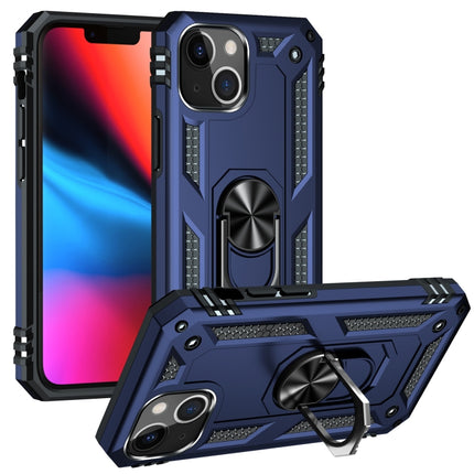 Shockproof TPU + PC Protective Case with 360 Degree Rotating Holder For iPhone 13(Blue)-garmade.com
