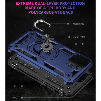 Shockproof TPU + PC Protective Case with 360 Degree Rotating Holder For iPhone 13(Blue)-garmade.com