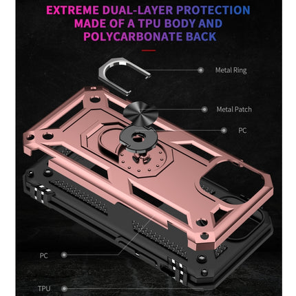 Shockproof TPU + PC Protective Case with 360 Degree Rotating Holder For iPhone 13(Rose Gold)-garmade.com