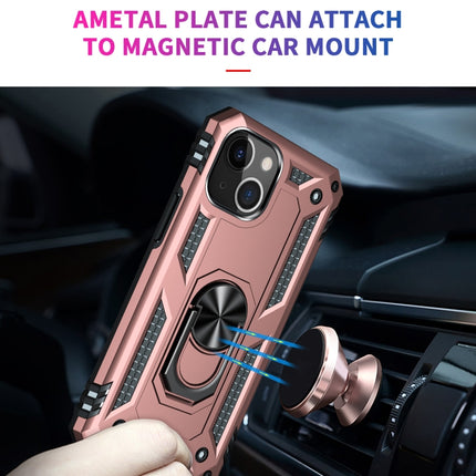 Shockproof TPU + PC Protective Case with 360 Degree Rotating Holder For iPhone 13(Rose Gold)-garmade.com