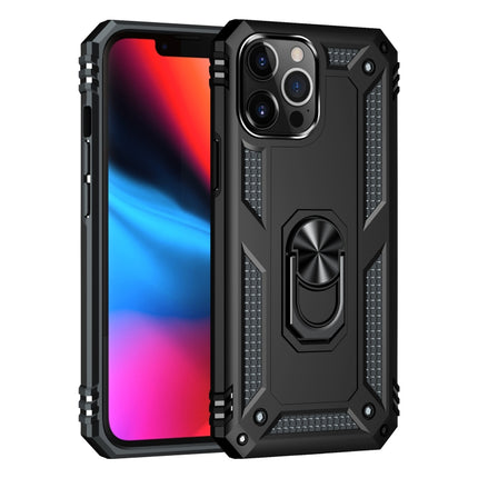 Shockproof TPU + PC Protective Case with 360 Degree Rotating Holder For iPhone 13 Pro(Black)-garmade.com