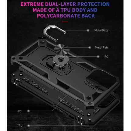 Shockproof TPU + PC Protective Case with 360 Degree Rotating Holder For iPhone 13 Pro(Black)-garmade.com