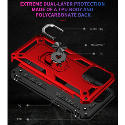 Shockproof TPU + PC Protective Case with 360 Degree Rotating Holder For iPhone 13 Pro(Red)-garmade.com