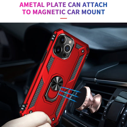 Shockproof TPU + PC Protective Case with 360 Degree Rotating Holder For iPhone 13 Pro(Red)-garmade.com