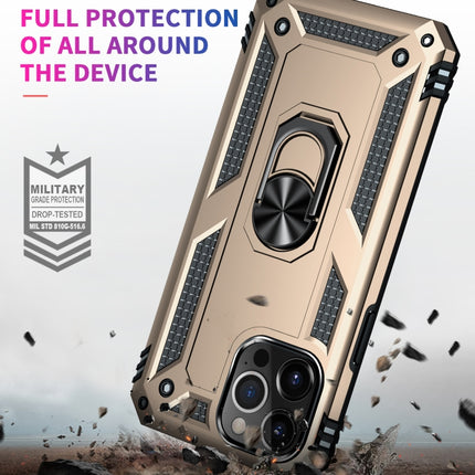 Shockproof TPU + PC Protective Case with 360 Degree Rotating Holder For iPhone 13 Pro(Gold)-garmade.com