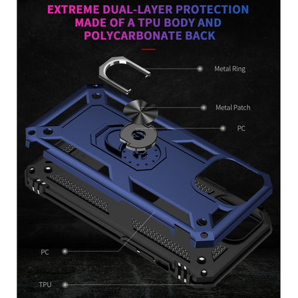 Shockproof TPU + PC Protective Case with 360 Degree Rotating Holder For iPhone 13 Pro(Blue)-garmade.com