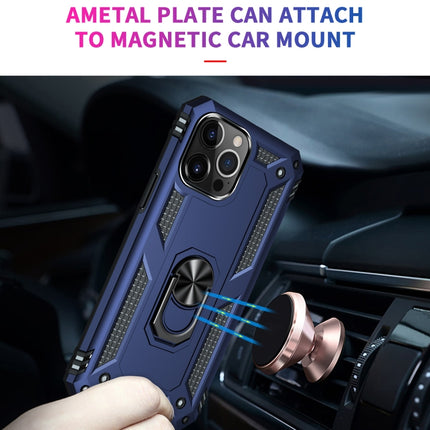 Shockproof TPU + PC Protective Case with 360 Degree Rotating Holder For iPhone 13 Pro(Blue)-garmade.com