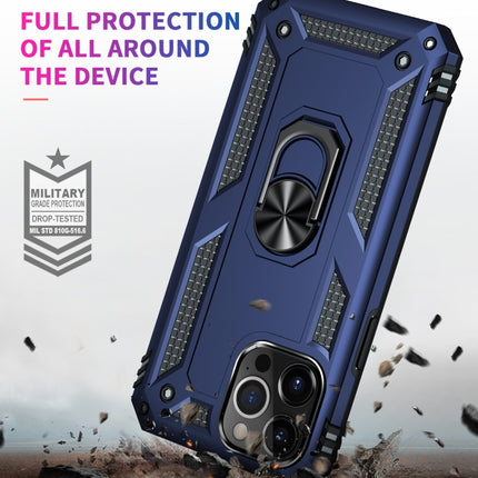 Shockproof TPU + PC Protective Case with 360 Degree Rotating Holder For iPhone 13 Pro(Blue)-garmade.com