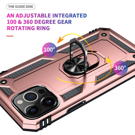 Shockproof TPU + PC Protective Case with 360 Degree Rotating Holder For iPhone 13 Pro(Rose Gold)-garmade.com