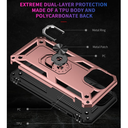 Shockproof TPU + PC Protective Case with 360 Degree Rotating Holder For iPhone 13 Pro(Rose Gold)-garmade.com