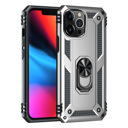 Shockproof TPU + PC Protective Case with 360 Degree Rotating Holder For iPhone 13 Pro(Silver)-garmade.com