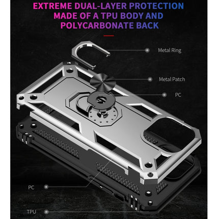 Shockproof TPU + PC Protective Case with 360 Degree Rotating Holder For iPhone 13 Pro(Silver)-garmade.com