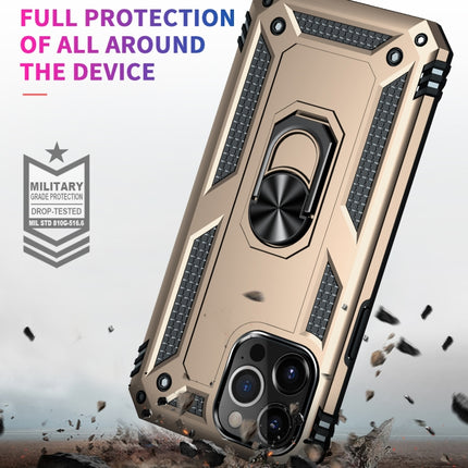 Shockproof TPU + PC Protective Case with 360 Degree Rotating Holder For iPhone 13 Pro Max(Gold)-garmade.com