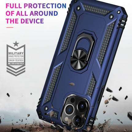Shockproof TPU + PC Protective Case with 360 Degree Rotating Holder For iPhone 13 Pro Max(Blue)-garmade.com