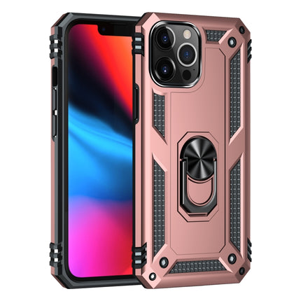 Shockproof TPU + PC Protective Case with 360 Degree Rotating Holder For iPhone 13 Pro Max(Rose Gold)-garmade.com
