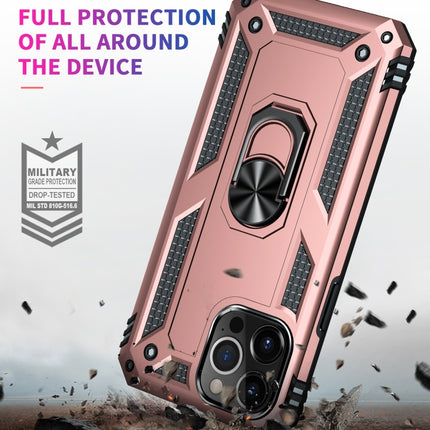 Shockproof TPU + PC Protective Case with 360 Degree Rotating Holder For iPhone 13 Pro Max(Rose Gold)-garmade.com