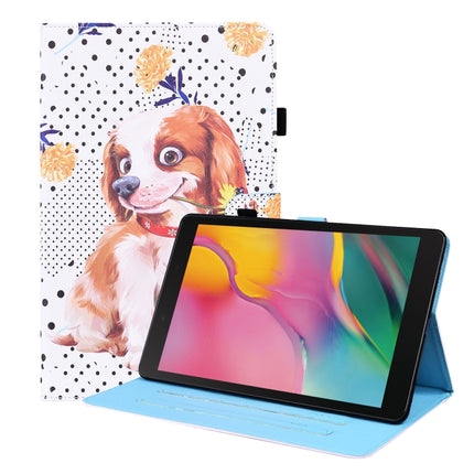 For Samsung Galaxy Tab A 8.0 2019 SM-T290 / SM-T295 Animal Pattern Horizontal Flip Leather Case with Holder & Card Slots & Photo Frame(Little Flower Dog)-garmade.com
