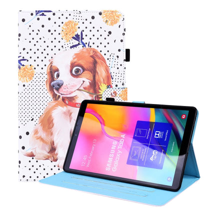 For Samsung Galaxy Tab A 10.1 2019 SM-T515 / SM-T510 Animal Pattern Horizontal Flip Leather Case with Holder & Card Slots & Photo Frame(Little Flower Dog)-garmade.com