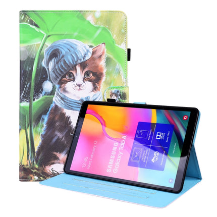 For Samsung Galaxy Tab A 10.1 2019 SM-T515 / SM-T510 Animal Pattern Horizontal Flip Leather Case with Holder & Card Slots & Photo Frame(Bib Kitten)-garmade.com
