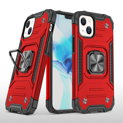 Magnetic Armor Shockproof TPU + PC Case with Metal Ring Holder For iPhone 13(Red)-garmade.com