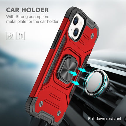 Magnetic Armor Shockproof TPU + PC Case with Metal Ring Holder For iPhone 13(Red)-garmade.com