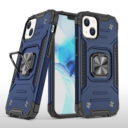Magnetic Armor Shockproof TPU + PC Case with Metal Ring Holder For iPhone 13(Blue)-garmade.com