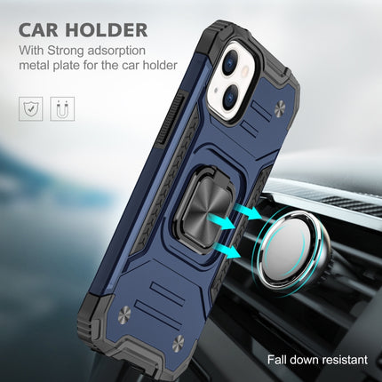 Magnetic Armor Shockproof TPU + PC Case with Metal Ring Holder For iPhone 13(Blue)-garmade.com