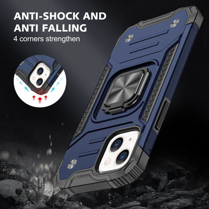 Magnetic Armor Shockproof TPU + PC Case with Metal Ring Holder For iPhone 13(Blue)-garmade.com
