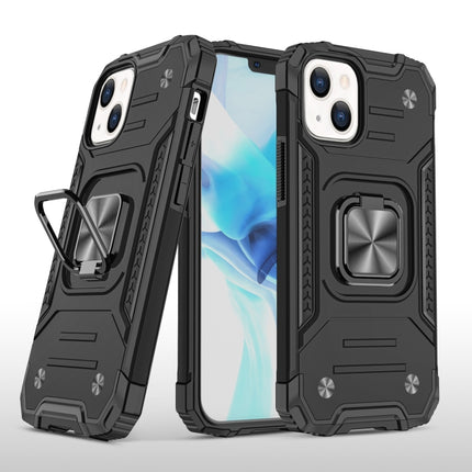 Magnetic Armor Shockproof TPU + PC Case with Metal Ring Holder For iPhone 13 Pro(Black)-garmade.com
