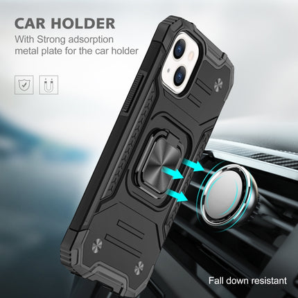 Magnetic Armor Shockproof TPU + PC Case with Metal Ring Holder For iPhone 13 Pro(Black)-garmade.com