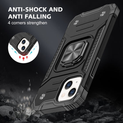 Magnetic Armor Shockproof TPU + PC Case with Metal Ring Holder For iPhone 13 Pro(Black)-garmade.com