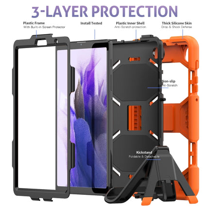 For Samsung Galaxy A7 Lite 8.7 2021 T220 / T225 Shockproof Colorful Silicon + PC Protective Case with Holder & Pen Slot(Orange)-garmade.com