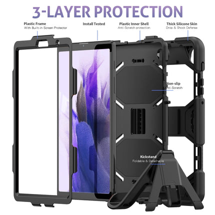 For Samsung Galaxy A7 Lite 8.7 2021 T220 / T225 Shockproof Colorful Silicon + PC Protective Case with Holder & Pen Slot(Black)-garmade.com