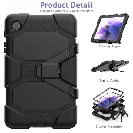 For Samsung Galaxy A7 Lite 8.7 2021 T220 / T225 Shockproof Colorful Silicon + PC Protective Case with Holder & Pen Slot(Black)-garmade.com