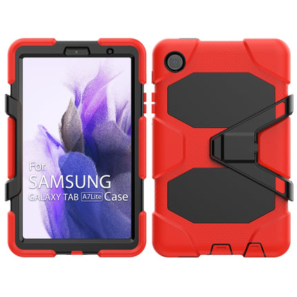 For Samsung Galaxy A7 Lite 8.7 2021 T220 / T225 Shockproof Colorful Silicon + PC Protective Case with Holder & Pen Slot(Red)-garmade.com